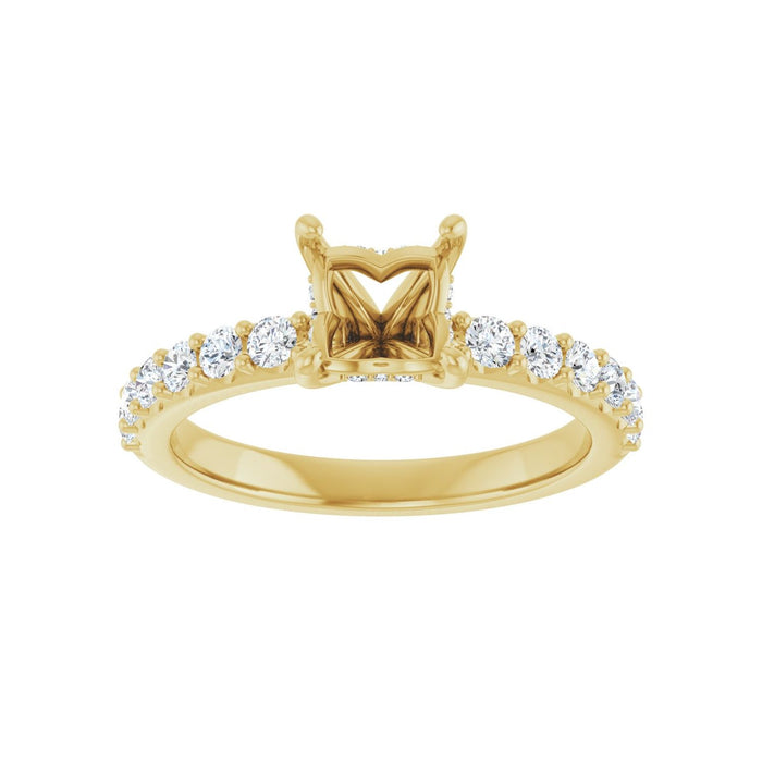 14K Yellow Gold 5x 5 mm Square 1/2 CTW Lab-Grown Diamond Semi-Set Engagement Ring