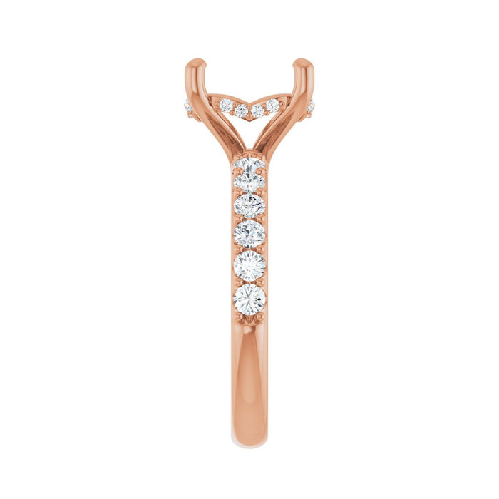 14K Rose Gold 11x 9 mm Oval 5/8 CTW Lab-Grown Diamond Semi-Set Engagement Ring