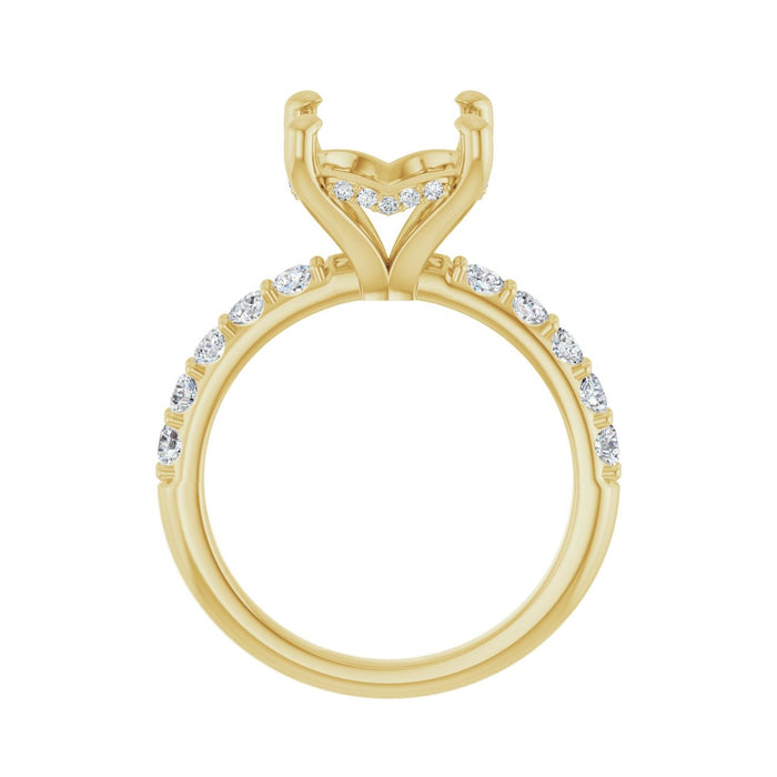 14K Yellow Gold 12x 10 mm Oval 5/8 CTW Lab-Grown Diamond Semi-Set Engagement Ring