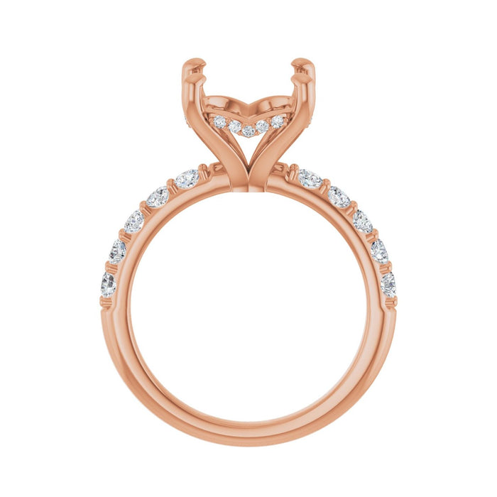 14K Rose Gold 12x 10 mm Oval 5/8 CTW Lab-Grown Diamond Semi-Set Engagement Ring