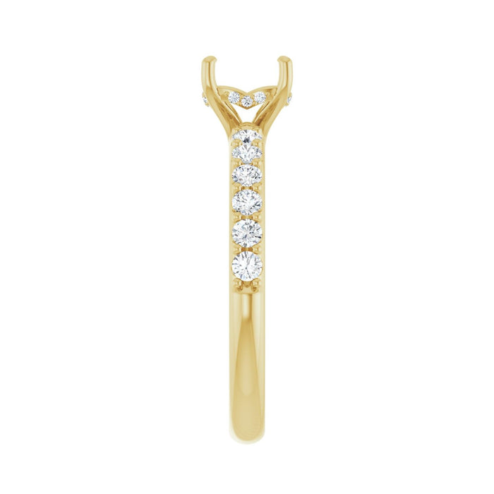 14K Yellow Gold 6x6 mm Cushion 3/8 CTW Lab-Grown Diamond Semi-Set Engagement Ring