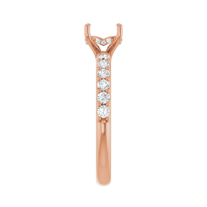 14K Rose Gold 6x6 mm Cushion 3/8 CTW Lab-Grown Diamond Semi-Set Engagement Ring