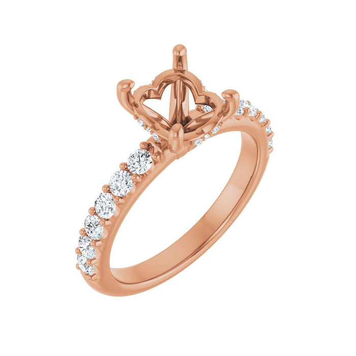14K Rose Gold 9x 7 mm Oval 1/2 CTW Lab-Grown Diamond Semi-Set Engagement Ring