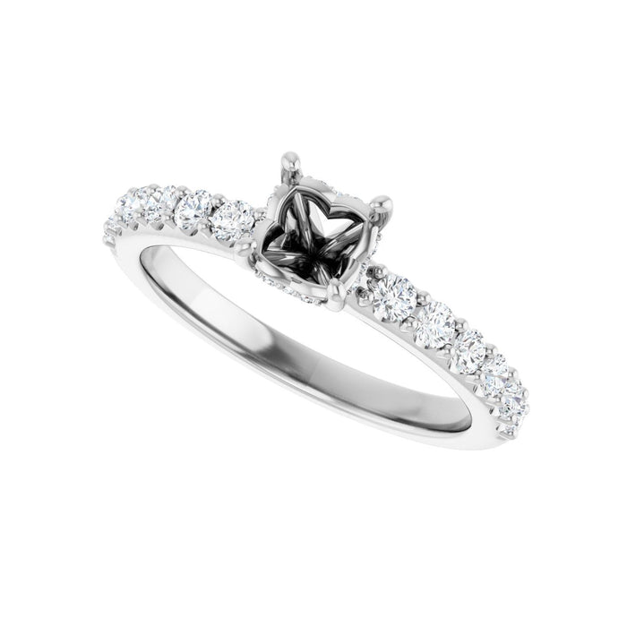14K White Gold 5x5 mm Cushion 3/8 CTW Lab-Grown Diamond Semi-Set Engagement Ring