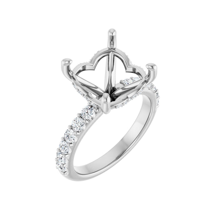 Platinum 11x 11 mm Cushion 5/8 CTW Lab-Grown Diamond Semi-Set Engagement Ring