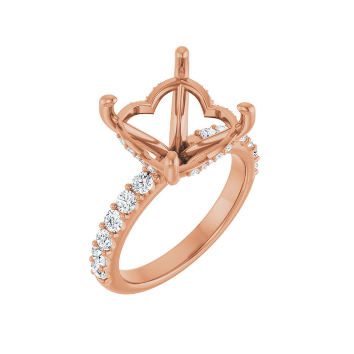 14K Rose Gold 11x 11 mm Cushion 5/8 CTW Lab-Grown Diamond Semi-Set Engagement Ring