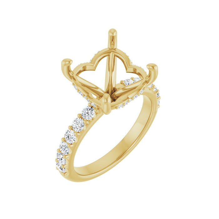 14K Yellow Gold 11x 11 mm Cushion 5/8 CTW Lab-Grown Diamond Semi-Set Engagement Ring