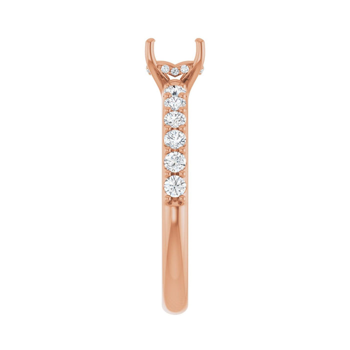 14K Rose Gold 5x 5 mm Asscher 3/8 CTW Lab-Grown Diamond Semi-Set Engagement Ring