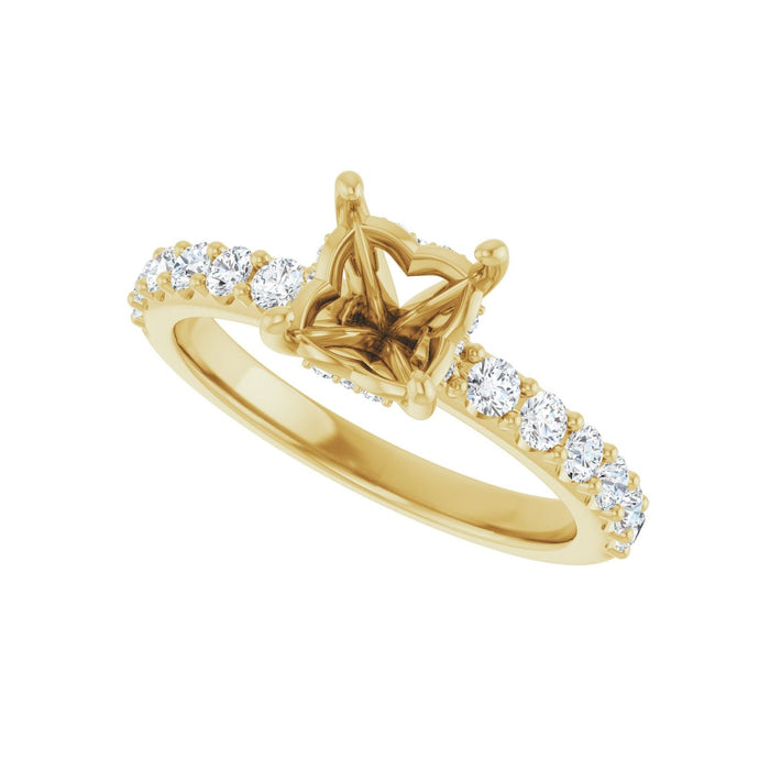14K Yellow Gold 6x 6 mm Asscher 1/2 CTW Lab-Grown Diamond Semi-Set Engagement Ring