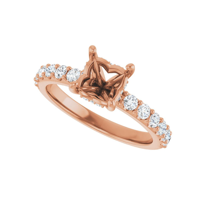 14K Rose Gold 6x 6 mm Asscher 1/2 CTW Lab-Grown Diamond Semi-Set Engagement Ring