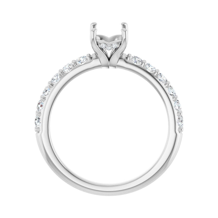 14K White Gold 7x5 mm Emerald 1/2 CTW Lab-Grown Diamond Semi-Set Engagement Ring