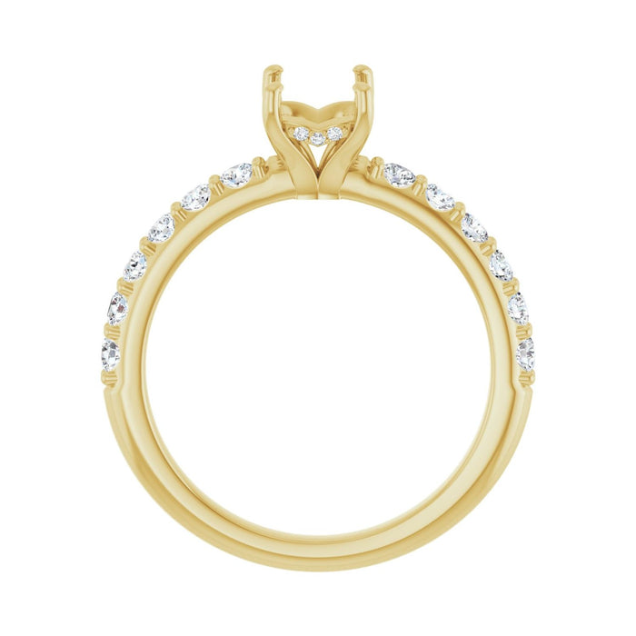 14K Yellow Gold 7x5 mm Emerald 1/2 CTW Lab-Grown Diamond Semi-Set Engagement Ring