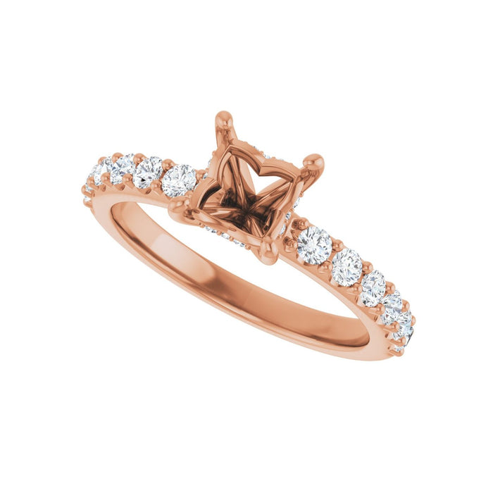 14K Rose Gold 5x 5 mm Square 1/2 CTW Lab-Grown Diamond Semi-Set Engagement Ring