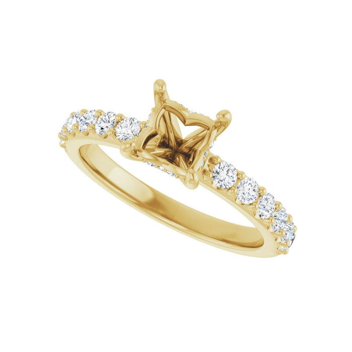 14K Yellow Gold 5x 5 mm Square 1/2 CTW Lab-Grown Diamond Semi-Set Engagement Ring