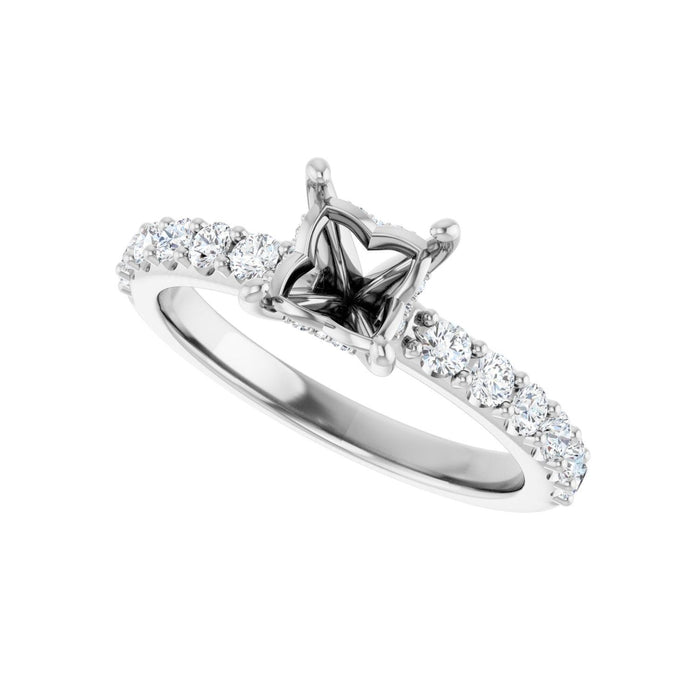 14K White Gold 5x 5 mm Square 1/2 CTW Lab-Grown Diamond Semi-Set Engagement Ring