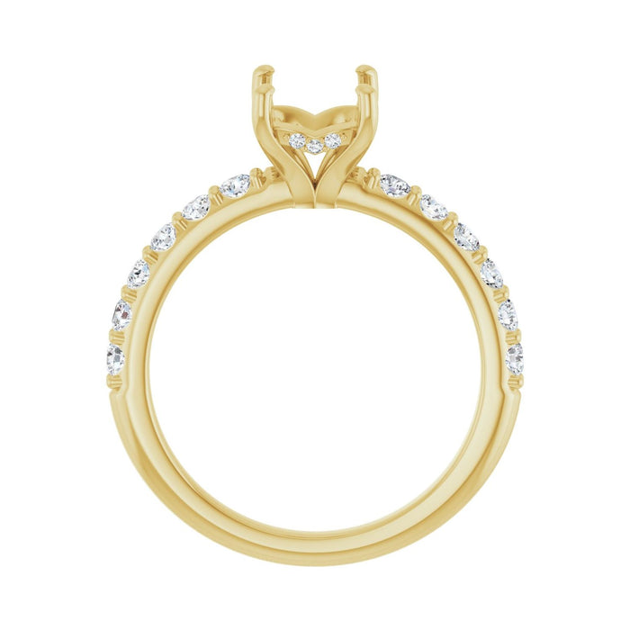 14K Yellow Gold 8x6 mm Emerald 1/2 CTW Lab-Grown Diamond Semi-Set Engagement Ring