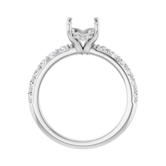 14K White Gold 8x6 mm Emerald 1/2 CTW Lab-Grown Diamond Semi-Set Engagement Ring
