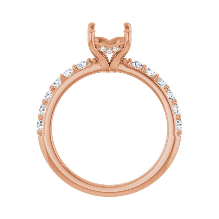 14K Rose Gold 8x6 mm Emerald 1/2 CTW Lab-Grown Diamond Semi-Set Engagement Ring