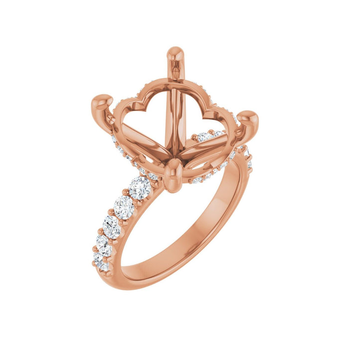 14K Rose Gold 16x 12 mm Oval 3/4 CTW Lab-Grown Diamond Semi-Set Engagement Ring