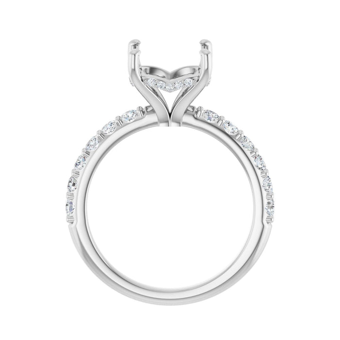 14K White Gold 9x 9 mm Cushion 1/2 CTW Lab-Grown Diamond Semi-Set Engagement Ring