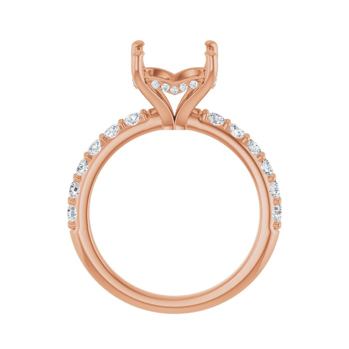 14K Rose Gold 9x 9 mm Cushion 1/2 CTW Lab-Grown Diamond Semi-Set Engagement Ring