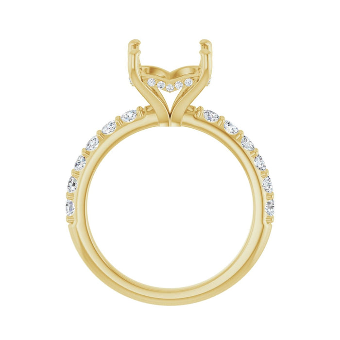 14K Yellow Gold 9x 9 mm Cushion 1/2 CTW Lab-Grown Diamond Semi-Set Engagement Ring