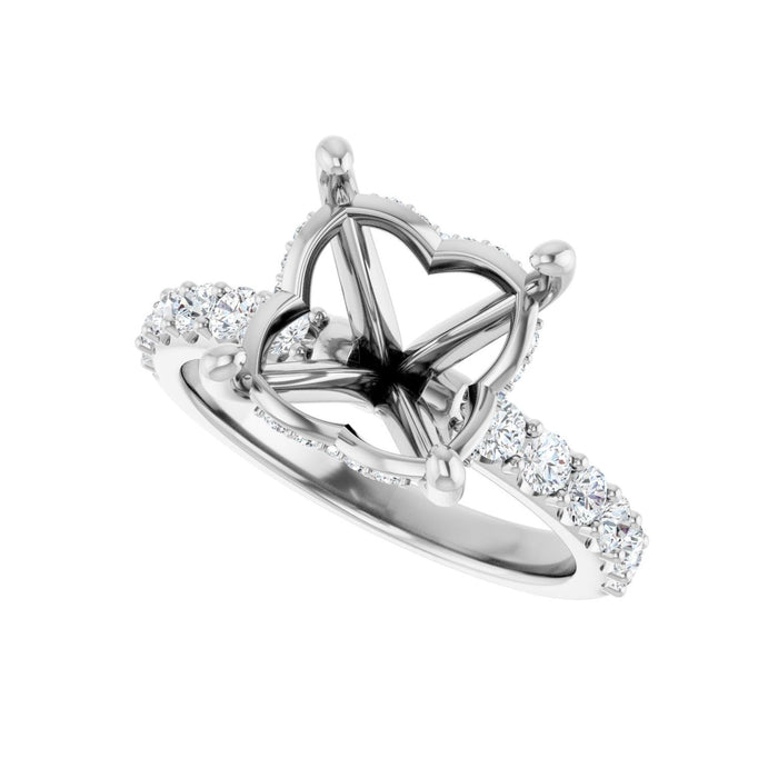 Platinum 10x 10 mm Cushion 5/8 CTW Lab-Grown Diamond Semi-Set Engagement Ring