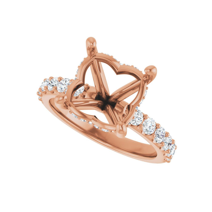 14K Rose Gold 10x 10 mm Cushion 5/8 CTW Lab-Grown Diamond Semi-Set Engagement Ring
