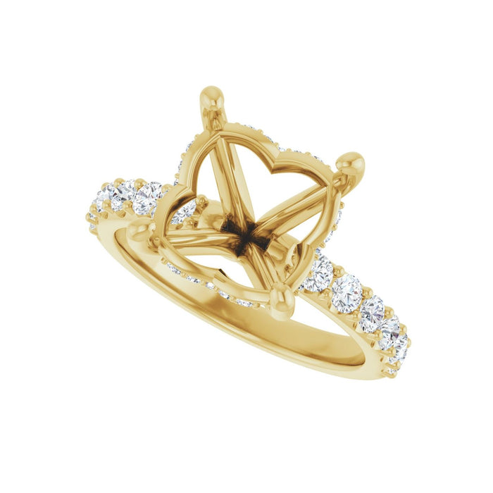 14K Yellow Gold 10x 10 mm Cushion 5/8 CTW Lab-Grown Diamond Semi-Set Engagement Ring