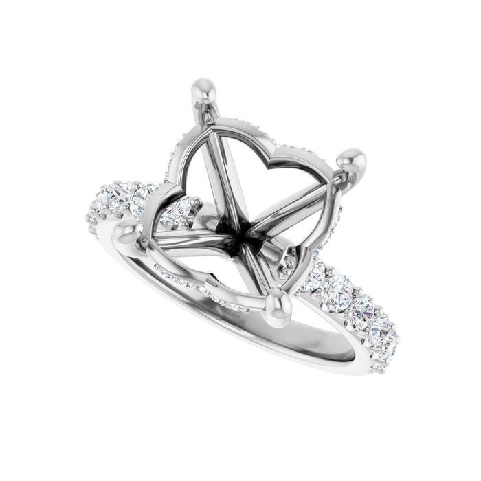 14K White Gold 11x 11 mm Cushion 5/8 CTW Lab-Grown Diamond Semi-Set Engagement Ring