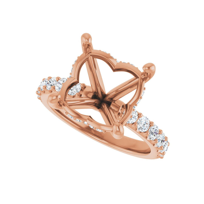 14K Rose Gold 11x 11 mm Cushion 5/8 CTW Lab-Grown Diamond Semi-Set Engagement Ring