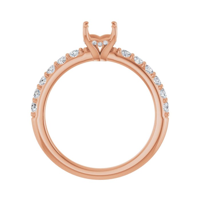 14K Rose Gold 5x 5 mm Asscher 3/8 CTW Lab-Grown Diamond Semi-Set Engagement Ring