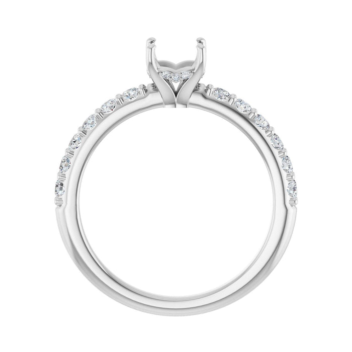 Platinum 5x 5 mm Asscher 3/8 CTW Lab-Grown Diamond Semi-Set Engagement Ring