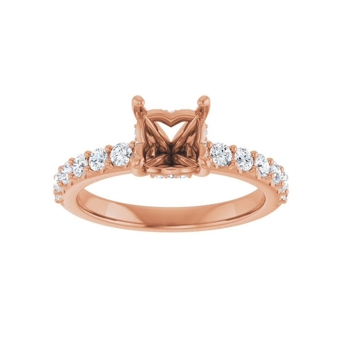 14K Rose Gold 6x 6 mm Asscher 1/2 CTW Lab-Grown Diamond Semi-Set Engagement Ring