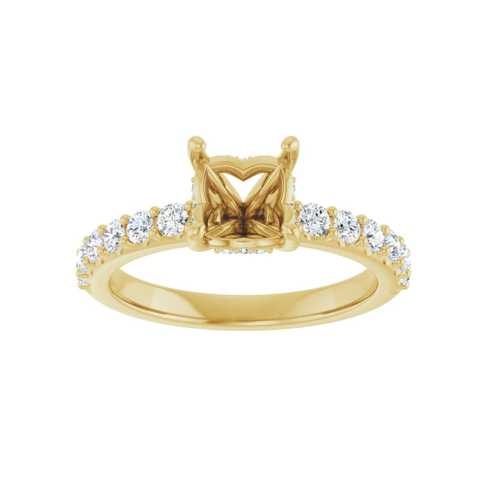 14K Yellow Gold 6x 6 mm Asscher 1/2 CTW Lab-Grown Diamond Semi-Set Engagement Ring