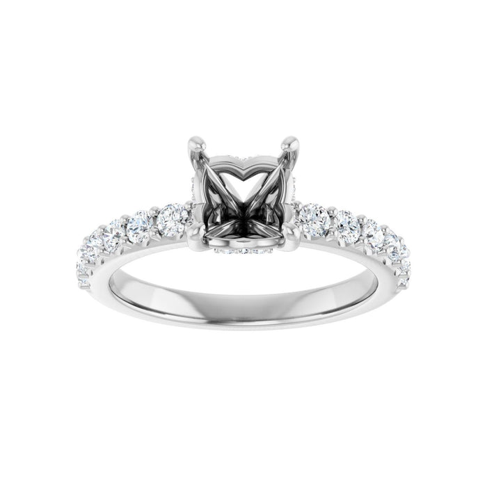 Platinum 6x 6 mm Asscher 1/2 CTW Lab-Grown Diamond Semi-Set Engagement Ring