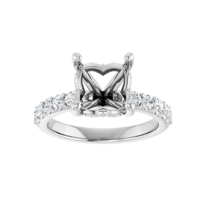 Platinum 8x 8 mm Asscher 1/2 CTW Lab-Grown Diamond Semi-Set Engagement Ring