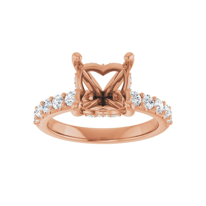 14K Rose Gold 8x 8 mm Asscher 1/2 CTW Lab-Grown Diamond Semi-Set Engagement Ring