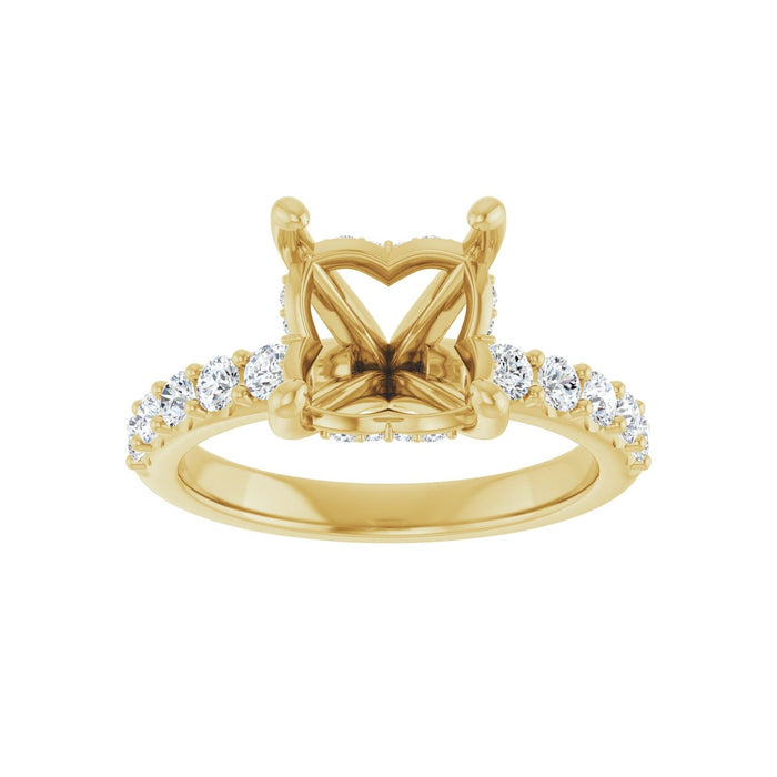 14K Yellow Gold 8x 8 mm Asscher 1/2 CTW Lab-Grown Diamond Semi-Set Engagement Ring