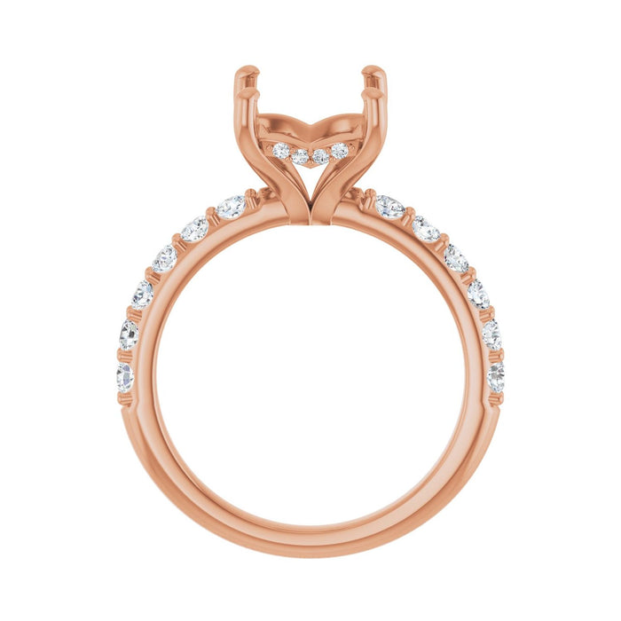 14K Rose Gold 10x8 mm Emerald 5/8 CTW Lab-Grown Diamond Semi-Set Engagement Ring