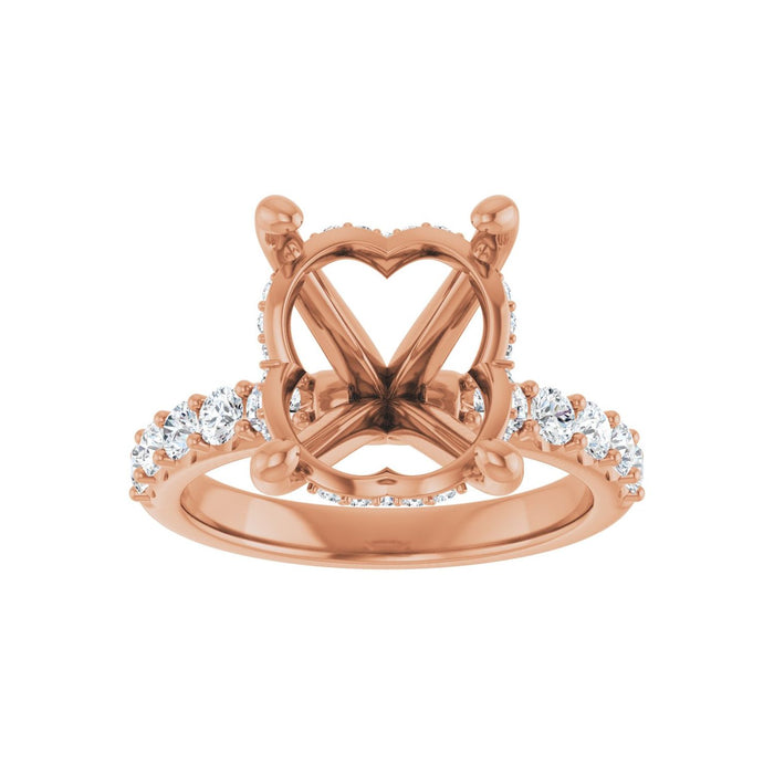 14K Rose Gold 14x 10 mm Oval 5/8 CTW Lab-Grown Diamond Semi-Set Engagement Ring