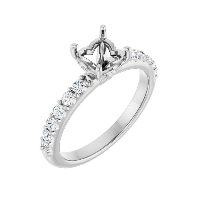 14K White Gold 6x6 mm Cushion 3/8 CTW Lab-Grown Diamond Semi-Set Engagement Ring