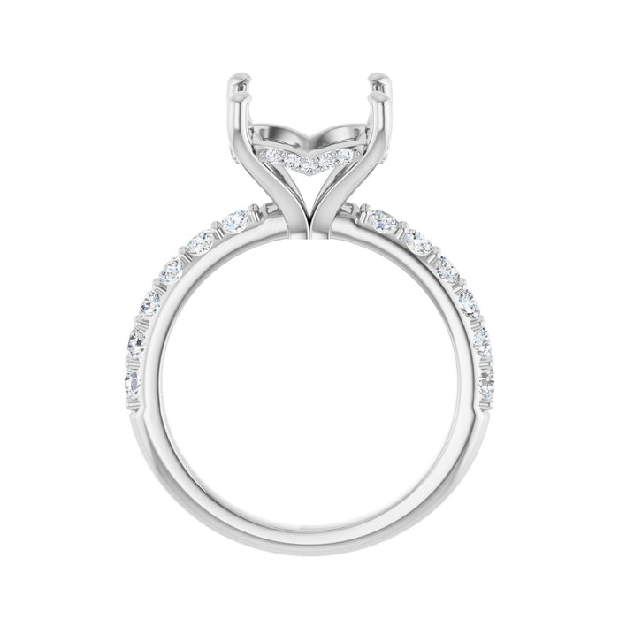 Platinum 10x 10 mm Cushion 5/8 CTW Lab-Grown Diamond Semi-Set Engagement Ring
