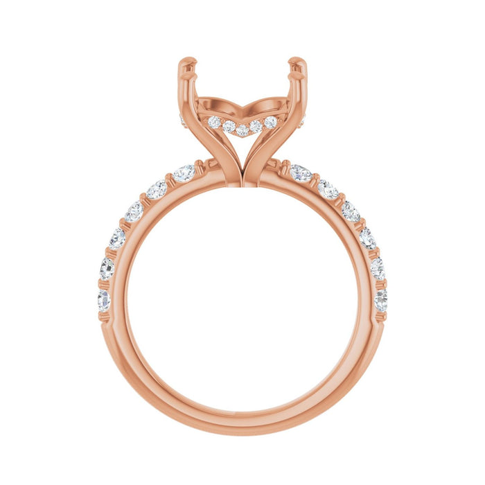 14K Rose Gold 10x 10 mm Cushion 5/8 CTW Lab-Grown Diamond Semi-Set Engagement Ring