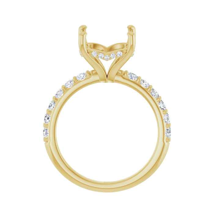 14K Yellow Gold 10x 10 mm Cushion 5/8 CTW Lab-Grown Diamond Semi-Set Engagement Ring
