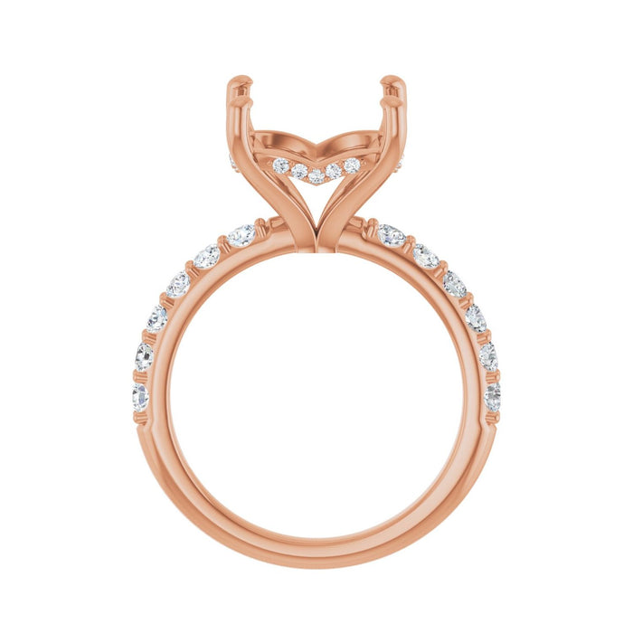 14K Rose Gold 11x 11 mm Cushion 5/8 CTW Lab-Grown Diamond Semi-Set Engagement Ring