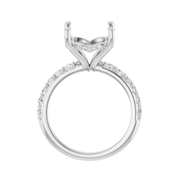 Platinum 11x 11 mm Cushion 5/8 CTW Lab-Grown Diamond Semi-Set Engagement Ring