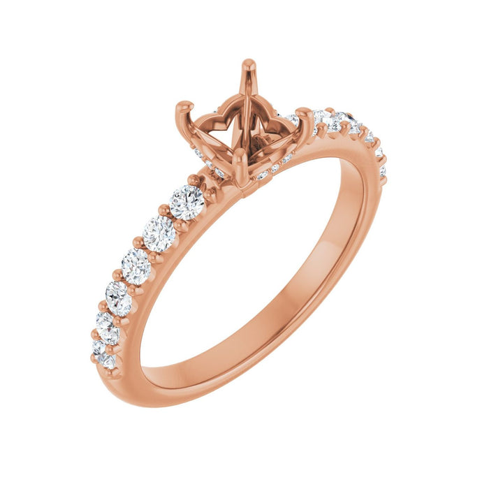 14K Rose Gold 5x 5 mm Asscher 3/8 CTW Lab-Grown Diamond Semi-Set Engagement Ring