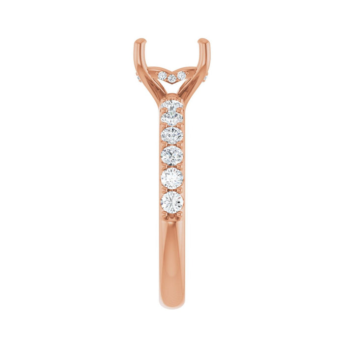 14K Rose Gold 7x 7 mm Asscher 1/2 CTW Lab-Grown Diamond Semi-Set Engagement Ring