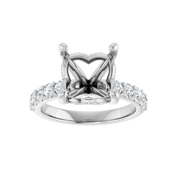Platinum 9x 9 mm Asscher 5/8 CTW Lab-Grown Diamond Semi-Set Engagement Ring